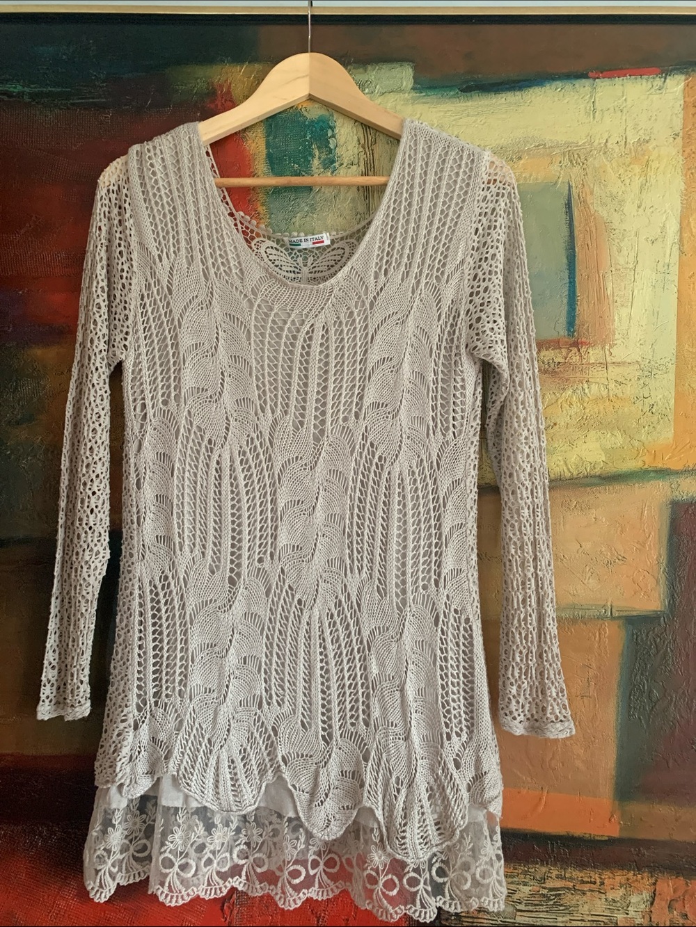 Crochet Lace Layered Top, Sz L